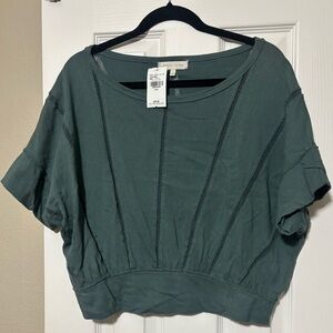 Gilded Intent Teal Cropped Dolman Sleeve with Relaxed Fit